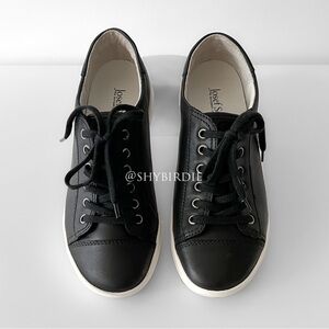 NEW Josef Seibel Black Leather Sneakers with White And Rubber Soles, Sz 38